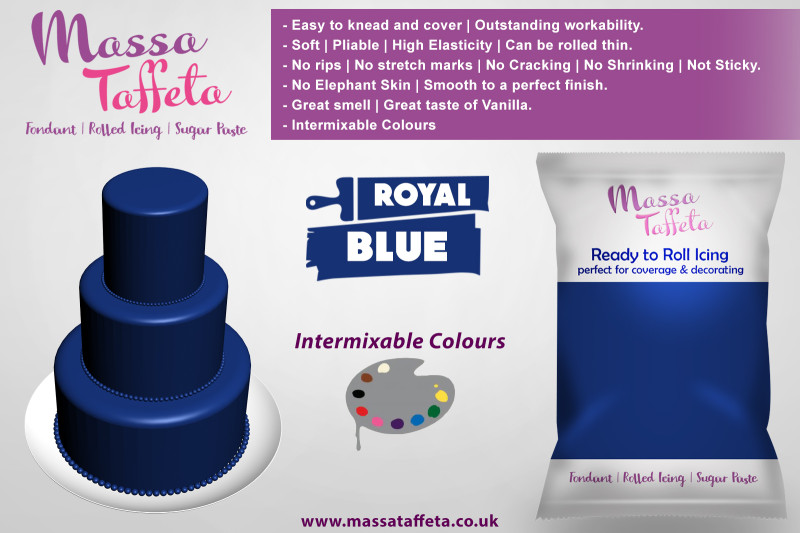 Royal Blue | Massa Taffeta | Fondant | Sugarpaste | Ready Rolled Icing | Cake Craft | Christmas Edible Decorating Essential 