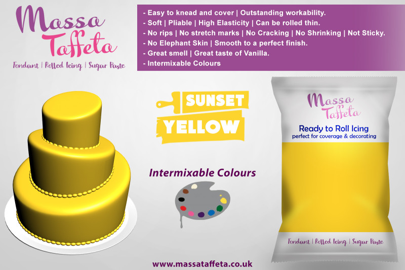 Sunrise Yellow | Massa Taffeta | Fondant | Sugarpaste | Ready Rolled Icing | Cake Craft 