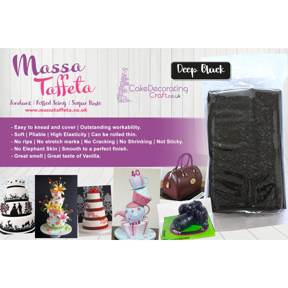 Deep Black | Massa Taffeta | Fondant | Sugarpaste | Ready Rolled Icing | Cake Craft 