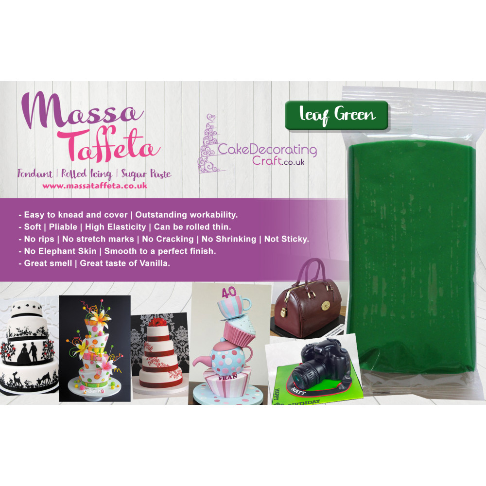 Leaf Green | Massa Taffeta | Fondant | Sugarpaste | Ready Rolled Icing | Cake Craft | Christmas Edible Decorating Essential 