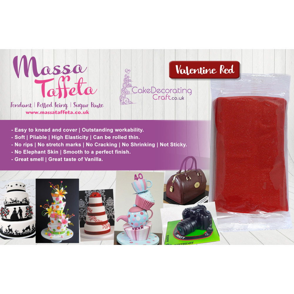 Valentine Red | Massa Taffeta | Fondant | Sugarpaste | Ready Rolled Icing | Cake Craft | Christmas Edible Decorating Essential 