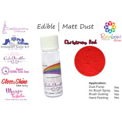Christmas Red | Matt Dust | Petal Dust | Edible | 4 Gram Tube | Cake Decorating Craft