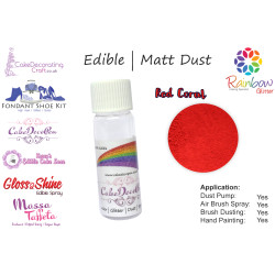 Red Coral | Matt Dust | Petal Dust | Edible | 4 Gram Tube | Cake Decorating Craft