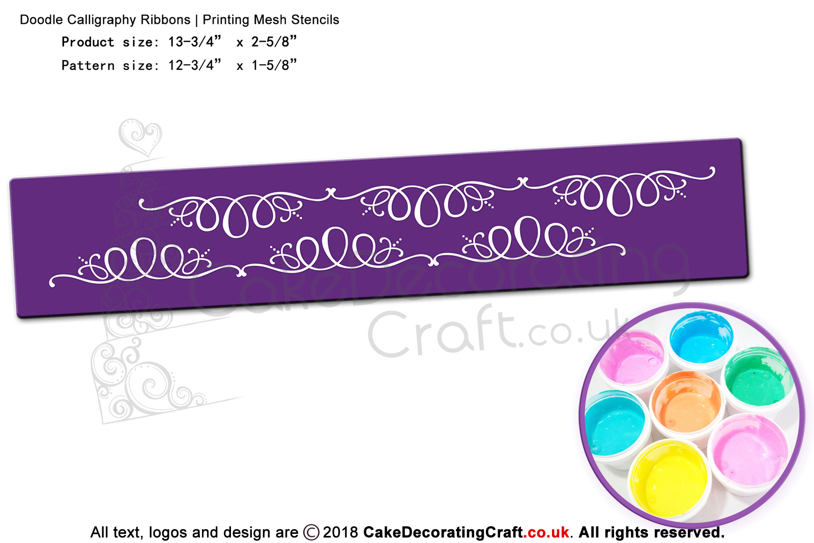Doodle Calligraphy Ribbons | Starter Kits | Printing Mesh Stencils | Edible Ink
