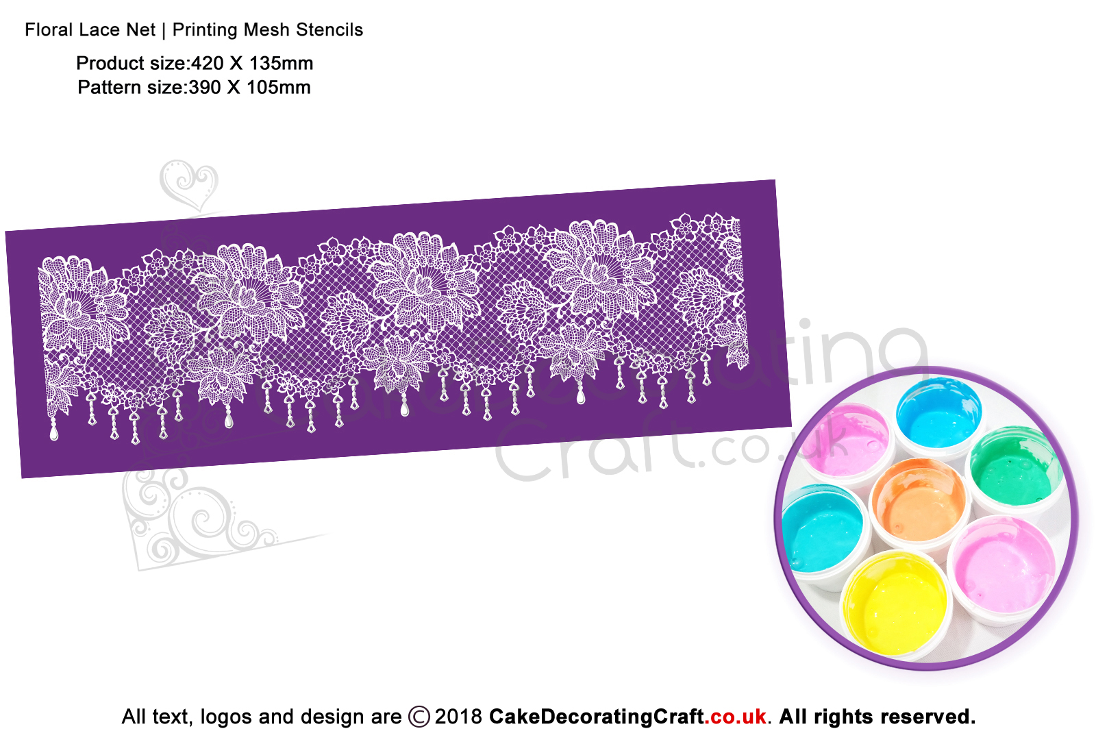 Floral Lace Net | Starter Kits | Printing Mesh Stencils | Edible Ink