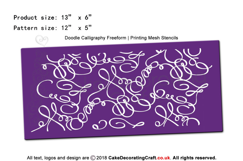 Doodle Calligraphy Freeform | Printing Mesh Stencils | Edible Ink | Christmas Cake Cupcake Decorating Craft 