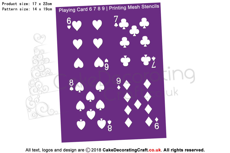 Playing Card 6 7 8 9 | Printing Mesh Stencils | Edible Ink