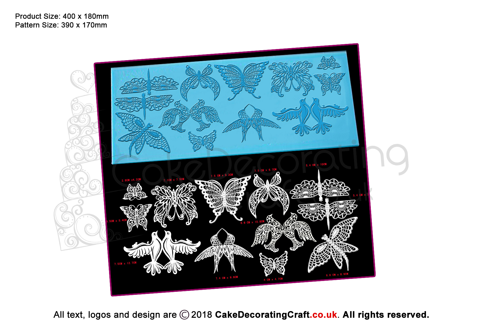 3D Birds and Butterfly | Cake Lace Mats for Edible Cake Lace Mixes and Premixes | Cake Decorating Craft Tool