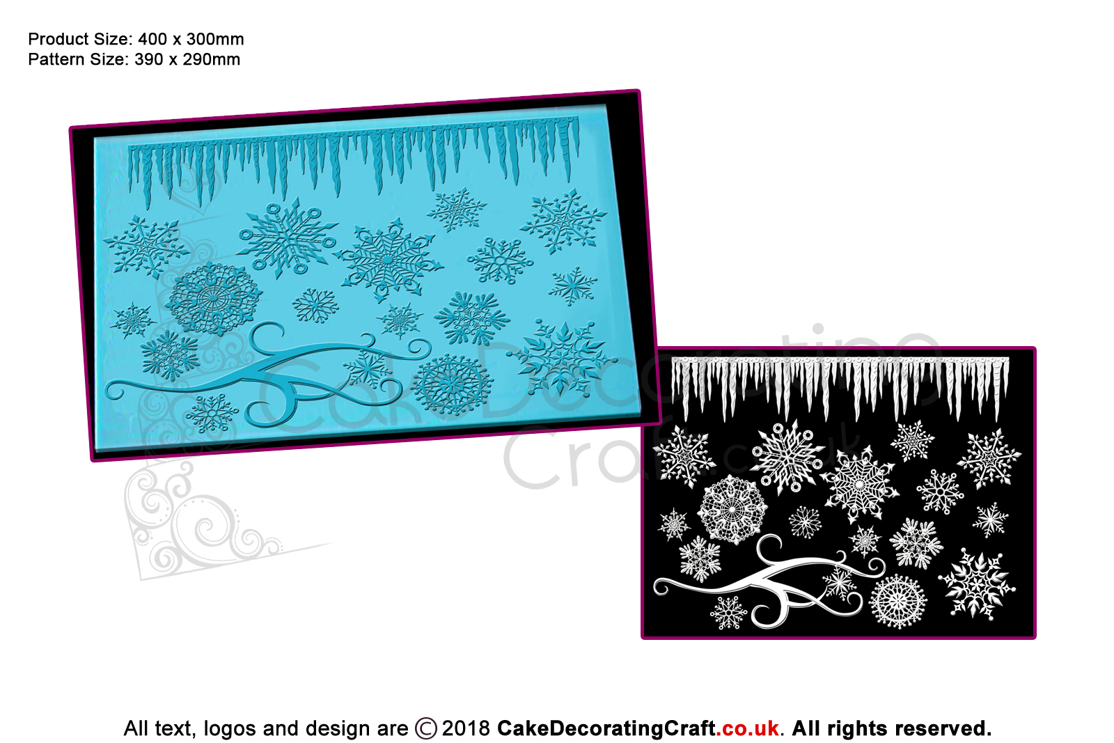 3D Frozen Crystals | Cake Lace Mats for Edible Cake Lace Mixes and Premixes | Cake Decorating Craft Tool | Great Christmas Bake Off