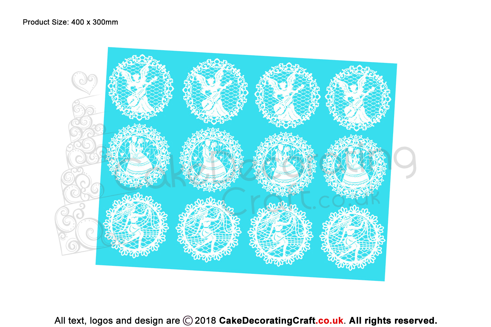 Angels | Cake Lace Mats for Edible Cake Lace Mixes and Premixes | Cake and Cupcake Decorating Craft Tool