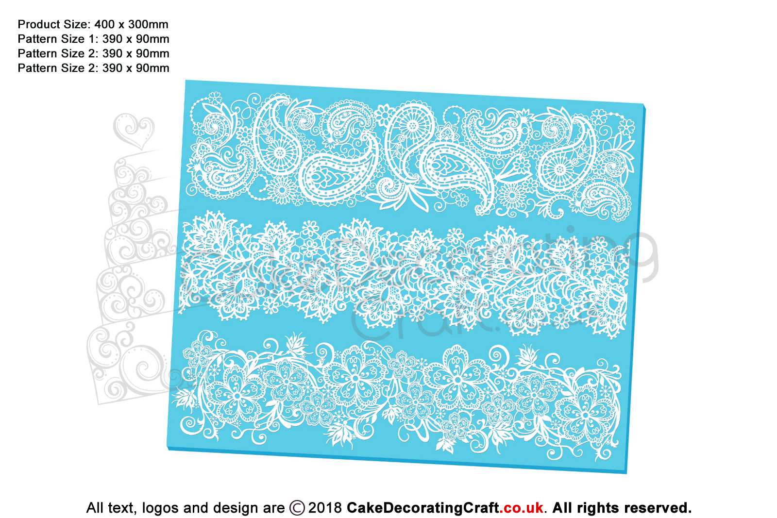 Madeline | Cake Lace Mats for Edible Cake Lace Mixes and Premixes | Cake Decorating Craft Tool