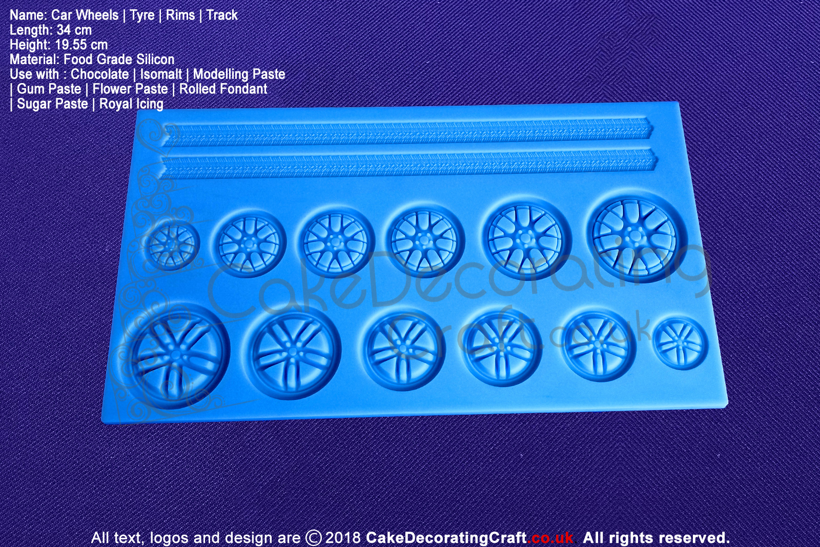 Car Wheels | Tyre | Rims | Track | Silicone Molds | Silicone Moulds | For Gumpaste Sugarpaste Fondant Modelling Paste | Cake and Cupcake Decorating Craft Tool