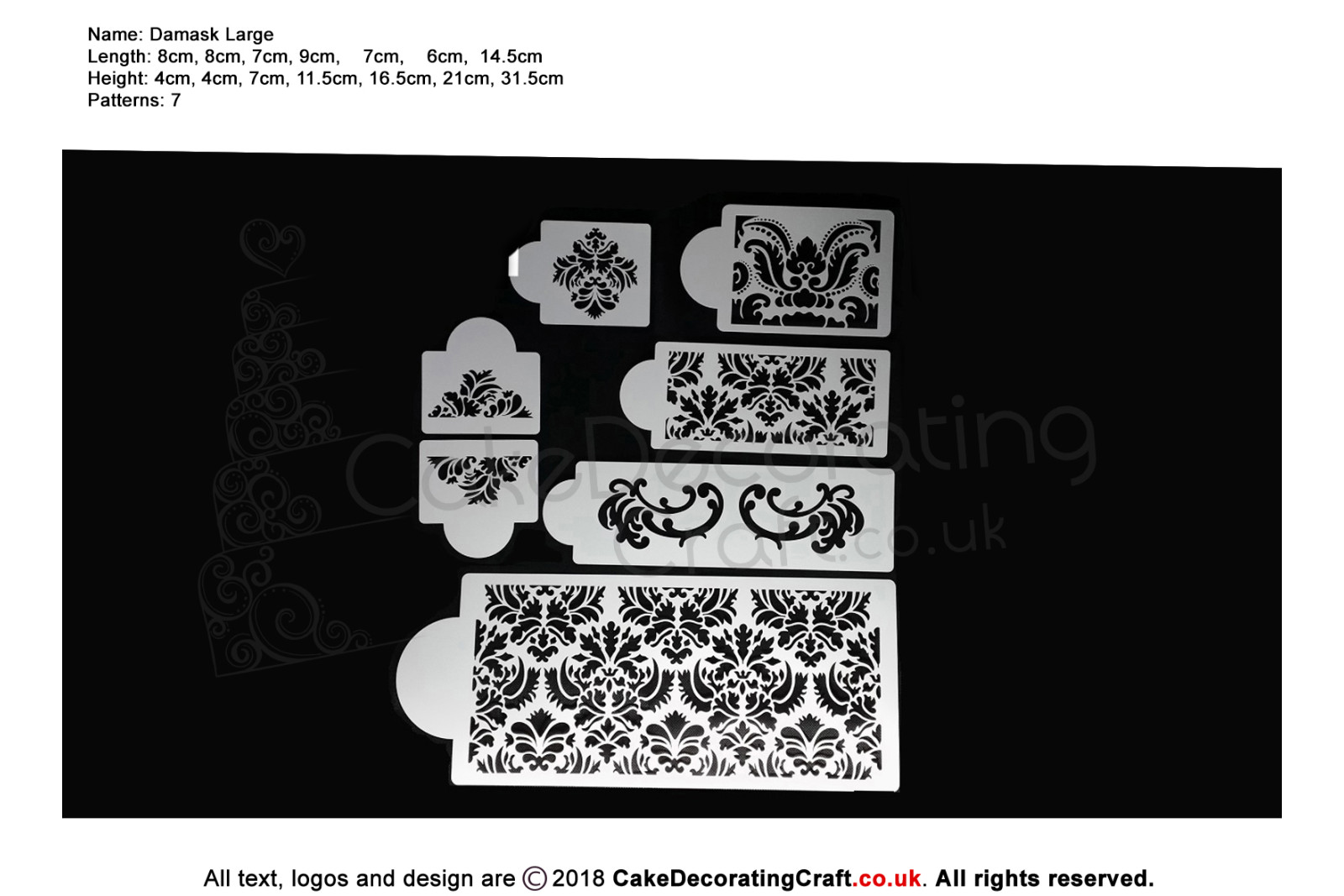 Damask Large Stencil | Air Brush Stenciling | Cake and Cupcake Decorating Craft Tool