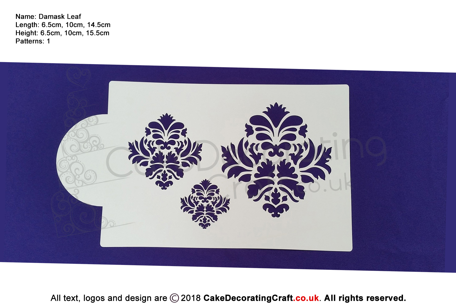 Damask Leaf Stencil | Air Brush Stenciling | Cake and Cupcake Decorating Craft Tool