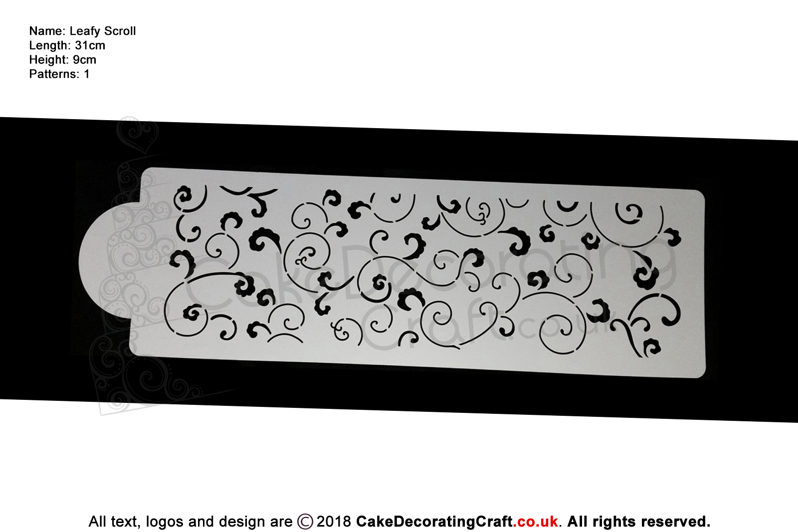 Leafy Scroll Stencil |  Air Brush Stenciling | Cake and Cupcake Decorating Craft Tool