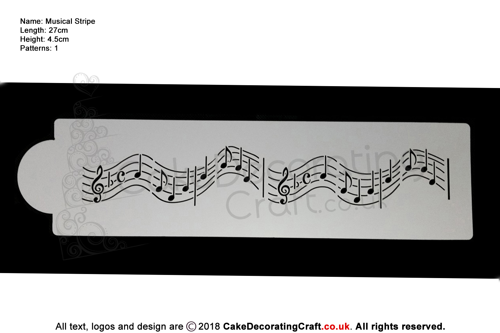 Musical Strip Stencil | Air Brush Stenciling | Cake and Cupcake Decorating Craft Tool