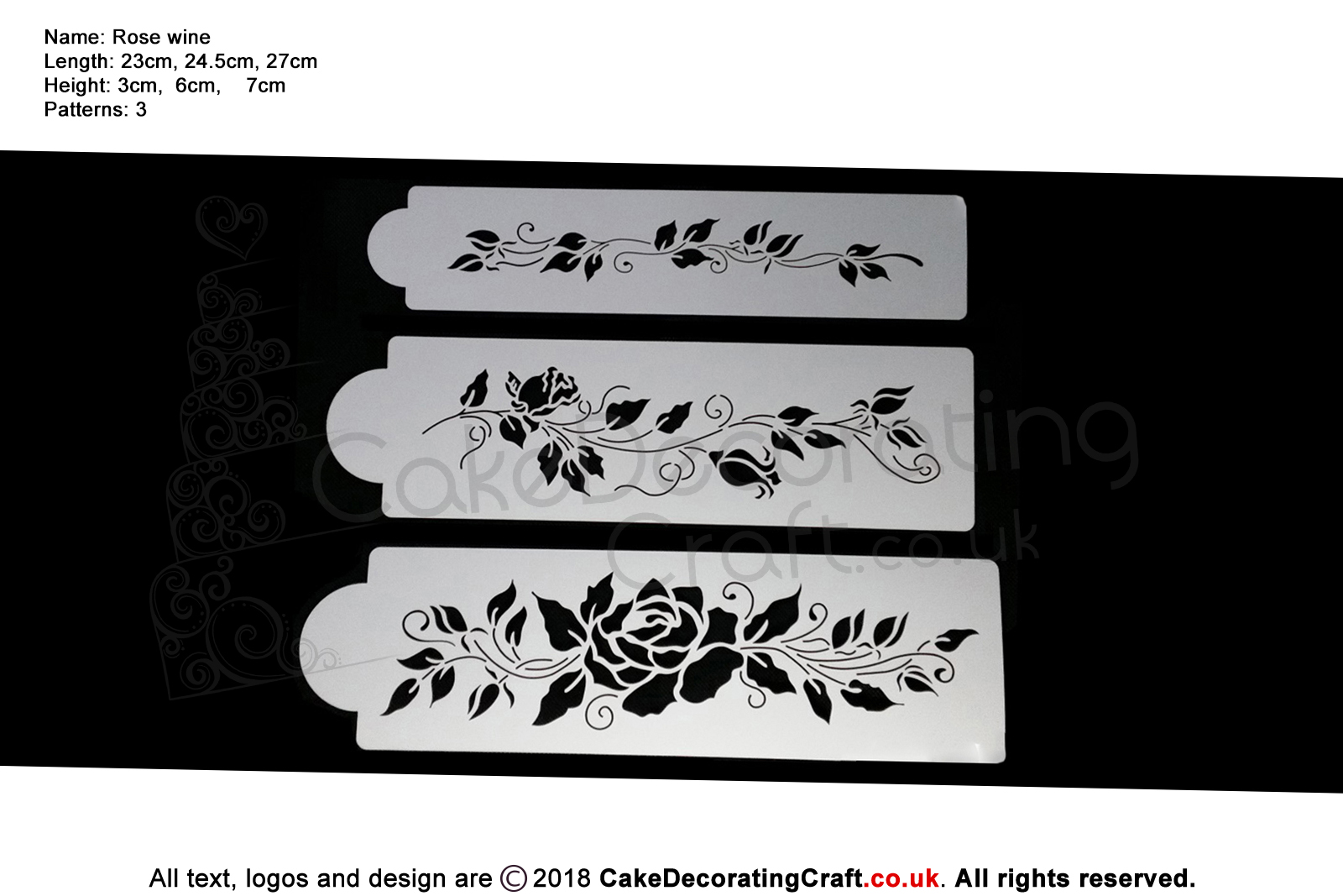 Rose Wine Stencil | Air Brush Stenciling | Cake and Cupcake Decorating Craft Tool