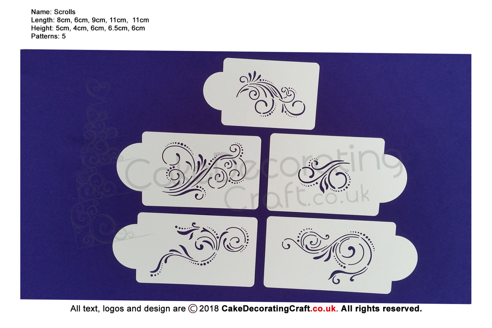 Scrolls Stencil | Air Brush Stenciling | Cake and Cupcake Decorating Craft Tool
