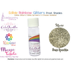 Silver | Rainbow Glitter | Frost Shade | 100 % Edible | Cake Decorating Craft | 8 Grams