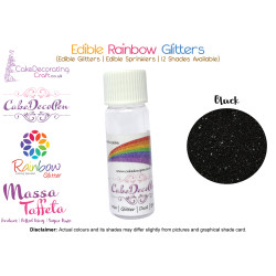 Black | Rainbow Glitter | Sprinklers | 100 % Edible | Cake Decorating Craft | 8 Grams