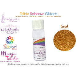 Gold | Rainbow Glitter | Sprinklers | 100 % Edible | Cake Decorating Craft | 8 Grams | Great Christmas Bake Off