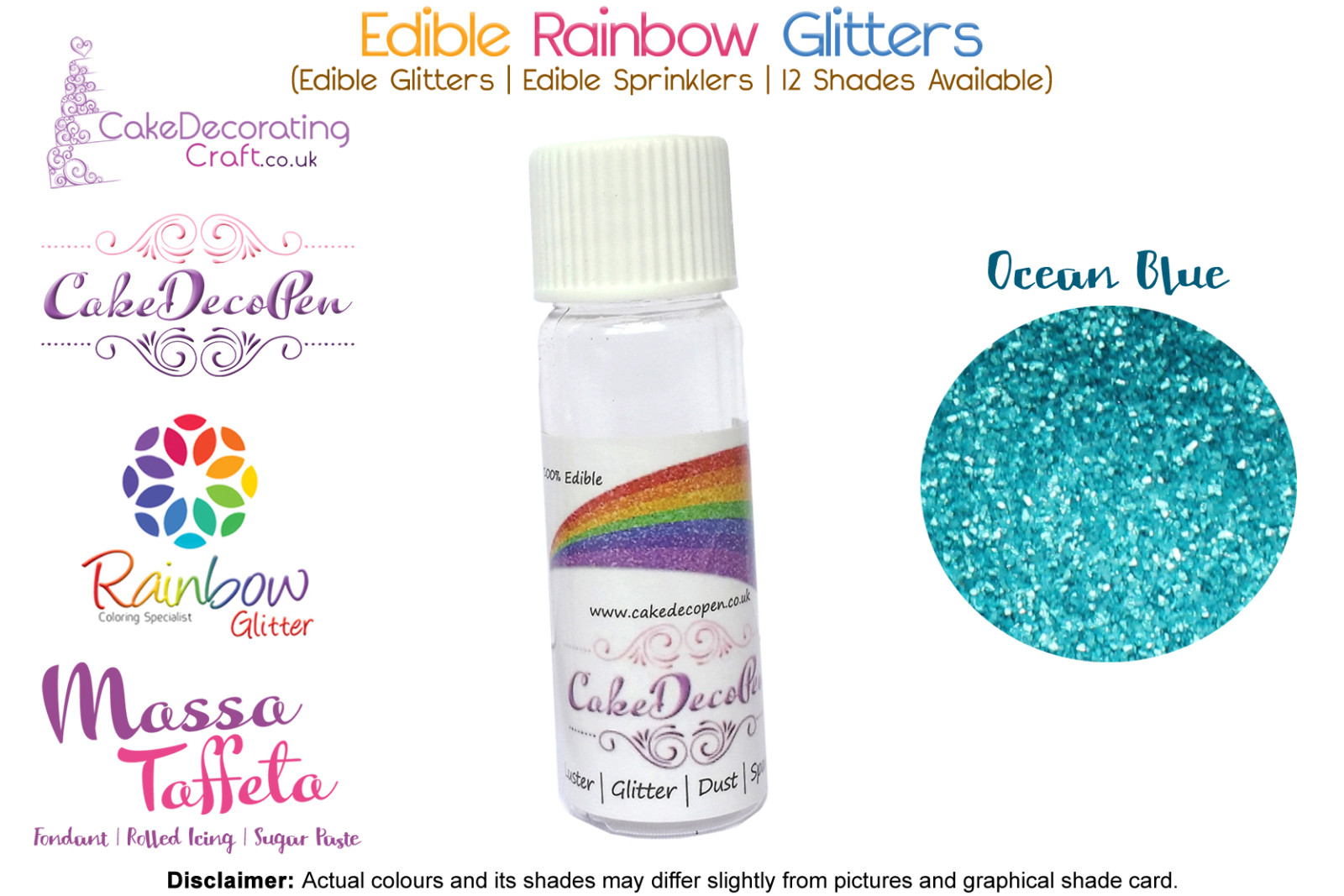 Ocean Blue | Rainbow Glitter | Sprinklers | 100 % Edible | Cake Decorating Craft | 8 Grams