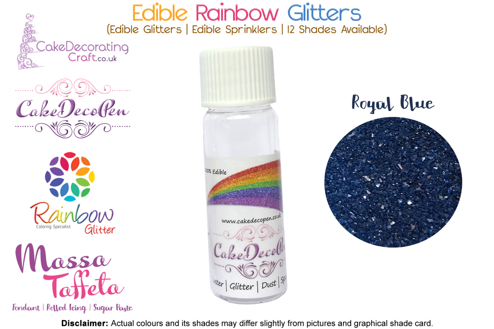 Royal Blue | Rainbow Glitter | Sprinklers | 100 % Edible | Cake Decorating Craft | 8 Grams