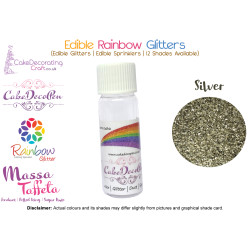 Silver | Rainbow Glitter | Sprinklers | 100 % Edible | Cake Decorating Craft | 8 Grams
