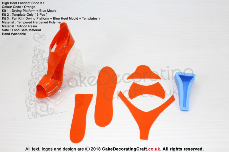 High Heel Fondant Shoe Kit | Gum Paste | Cake Decorating Craft Topper | Orange