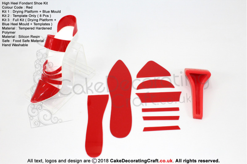 High Heel Fondant Shoe Kit | Gum Paste | Cake Decorating Craft Topper | Red