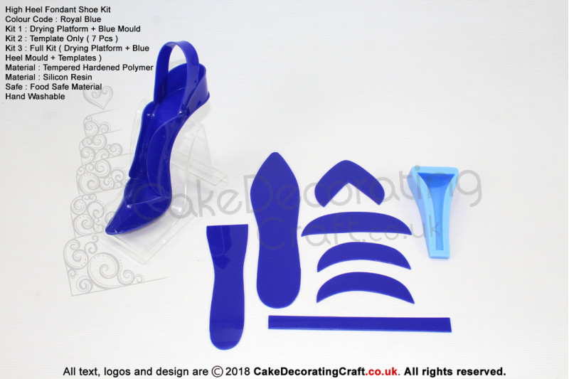 High Heel Fondant Shoe Kit | Gum Paste | Cake Decorating Craft Topper | Royal Blue
