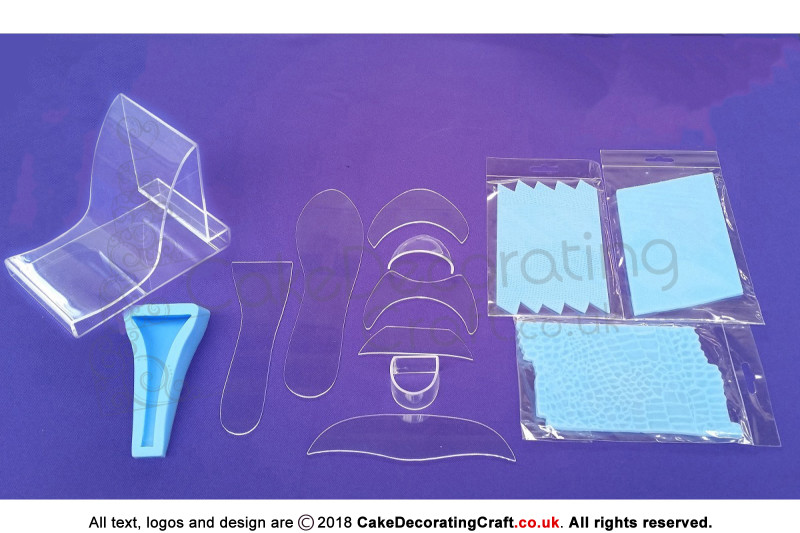 Shoe Kit + 2 Mats | Fondant High Heel | Transparent | Cake Decoration | Cake Toppers | Christmas Cake Cupcake Craft Gift Ideas
