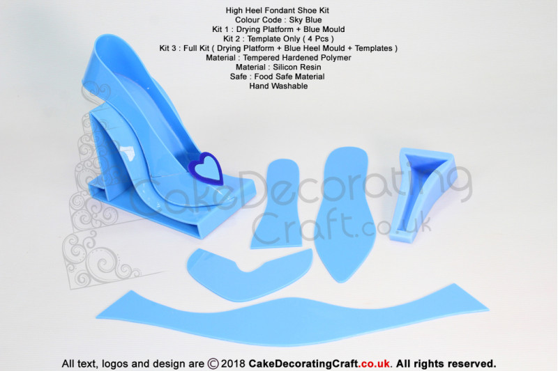 High Heel Fondant Shoe Kit | Gum Paste | Cake Decorating Craft Topper | Sky Blue