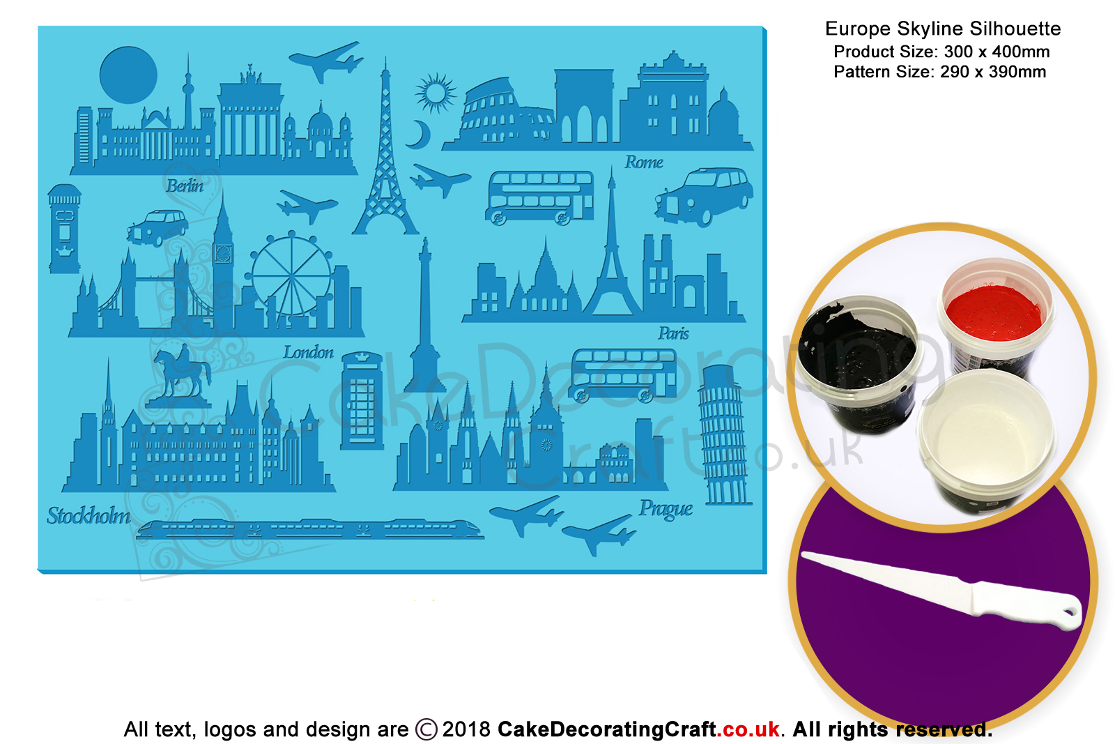 Europe Skyline | Silhouette Cake Design Starter Kits | Cupcake Cookies Cake Decorating Craft Tool