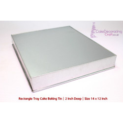 Rectangle Oblong Tray | Size 14 x 12  Inch | 2 Inch Deep | Cake Baking Tins