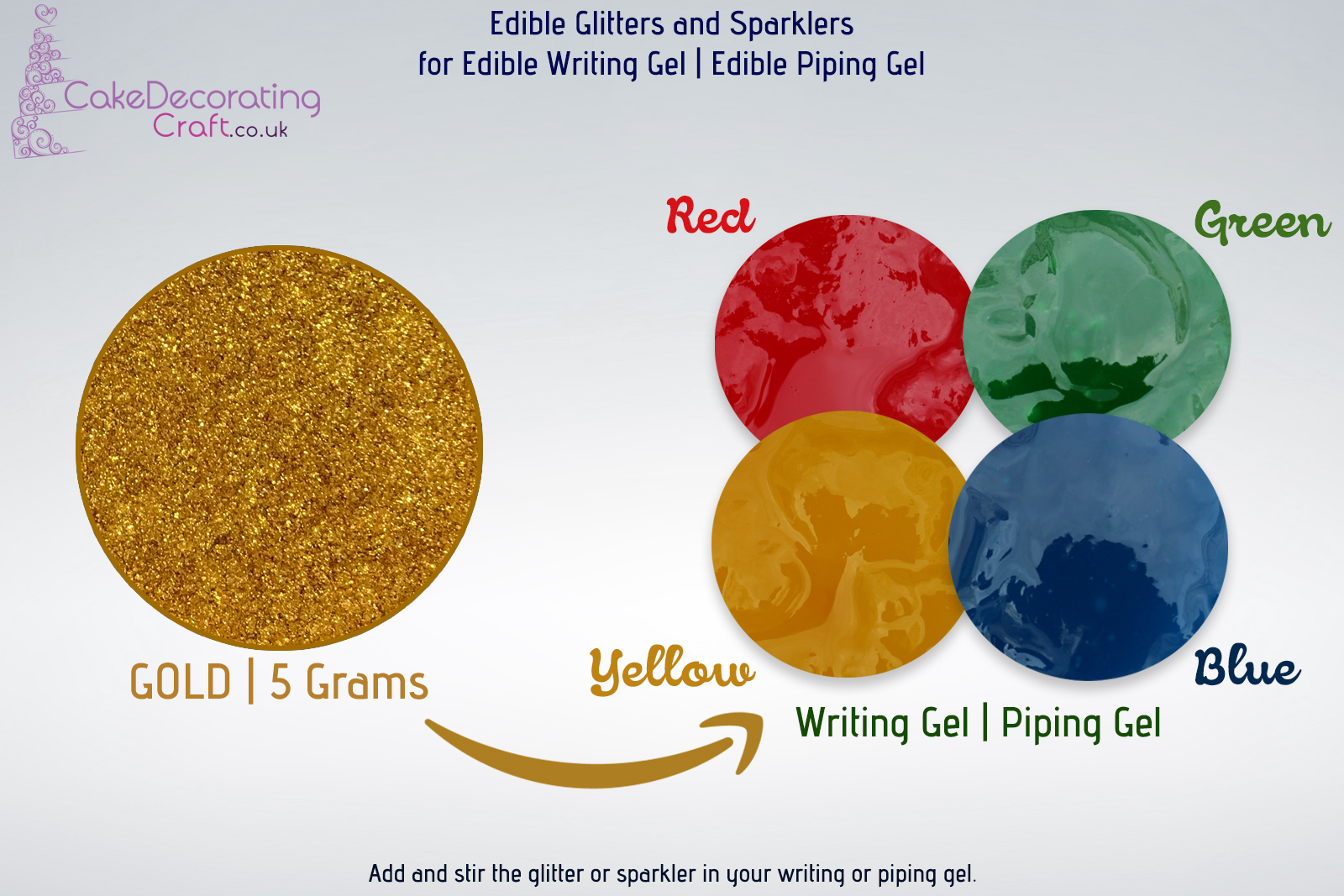 Gold Sparkle Glitter | Edible | 4 Grams | Writing Gel | Piping Gel | Cake Decorating Sugar Craft 
