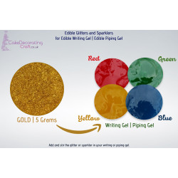 Gold Sparkle Glitter | Edible | 4 Grams | Writing Gel | Piping Gel | Cake Decorating Sugar Craft 