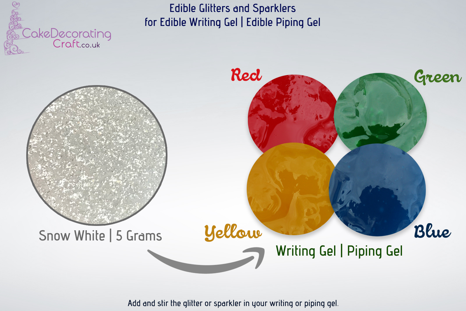 Snow Sparkle Glitter | Edible | 4 Grams | Writing Gel | Piping Gel | Cake Decorating Sugar Craft 