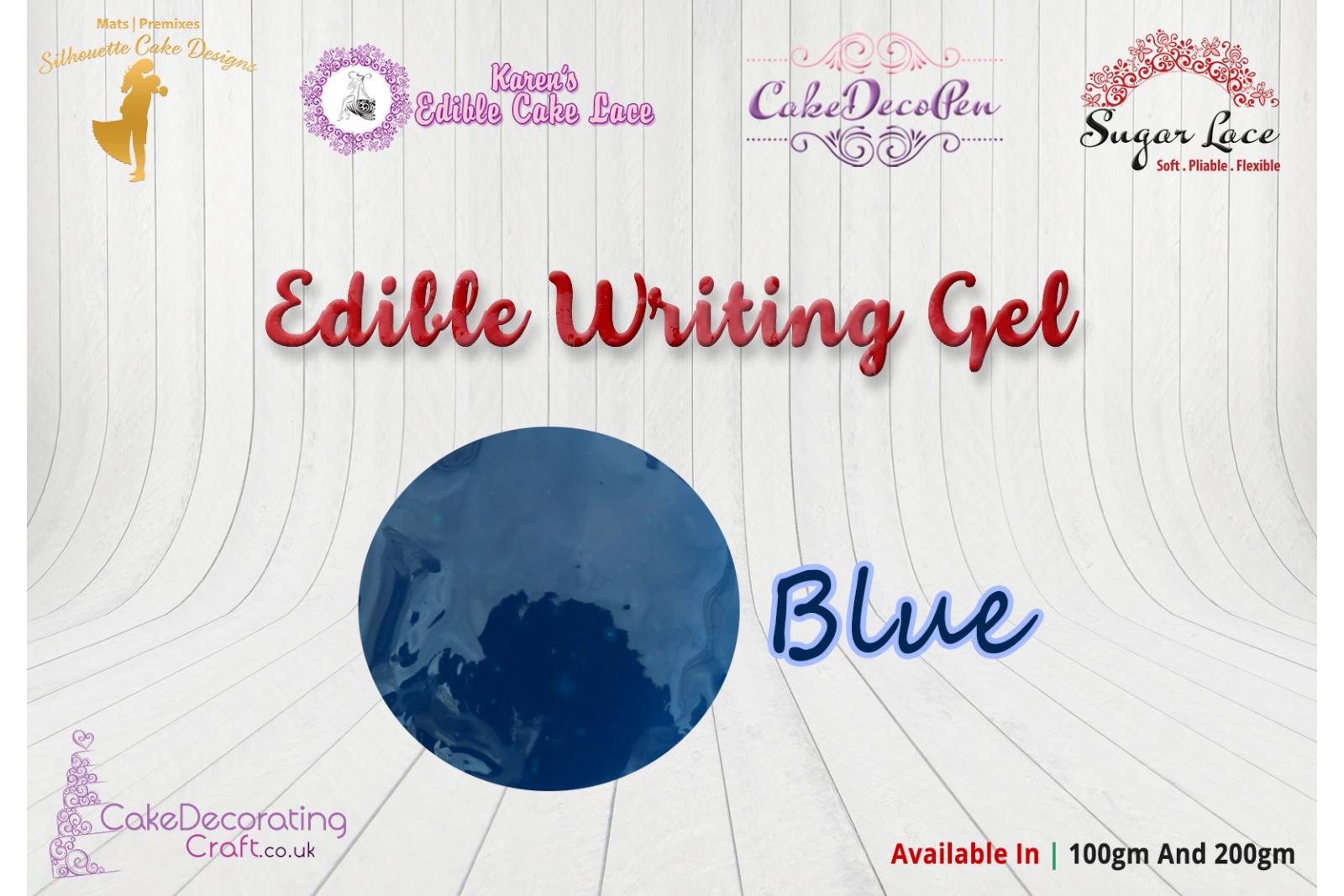 Cake Decorating Craft | Piping And Writing Gel | Edible | Blue With Silver Sparkle