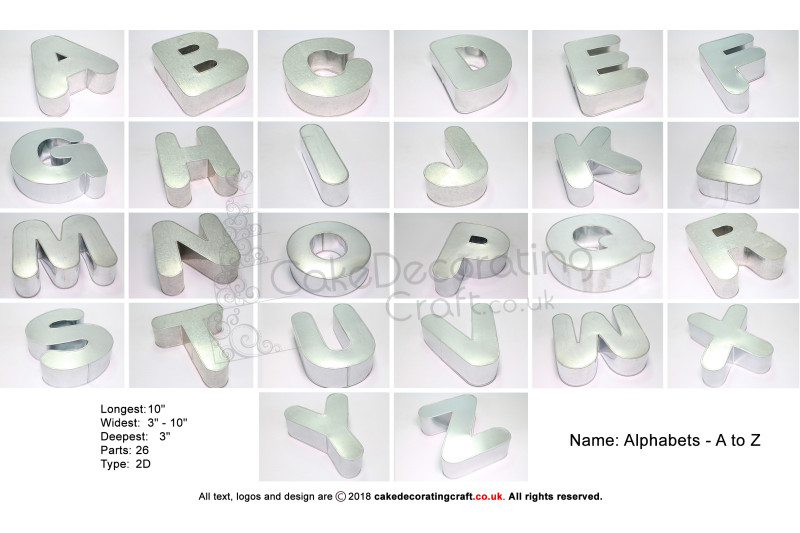 Alphabet A To Z | Novelty Shape | Cake Baking Tins and Pans | 3" Deep