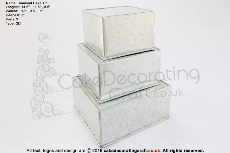 Diamond Large Cake Baking Tin | 3" Deep | Size 8.5", 11.5", 14.5" | 3 Tiers | Hand Made