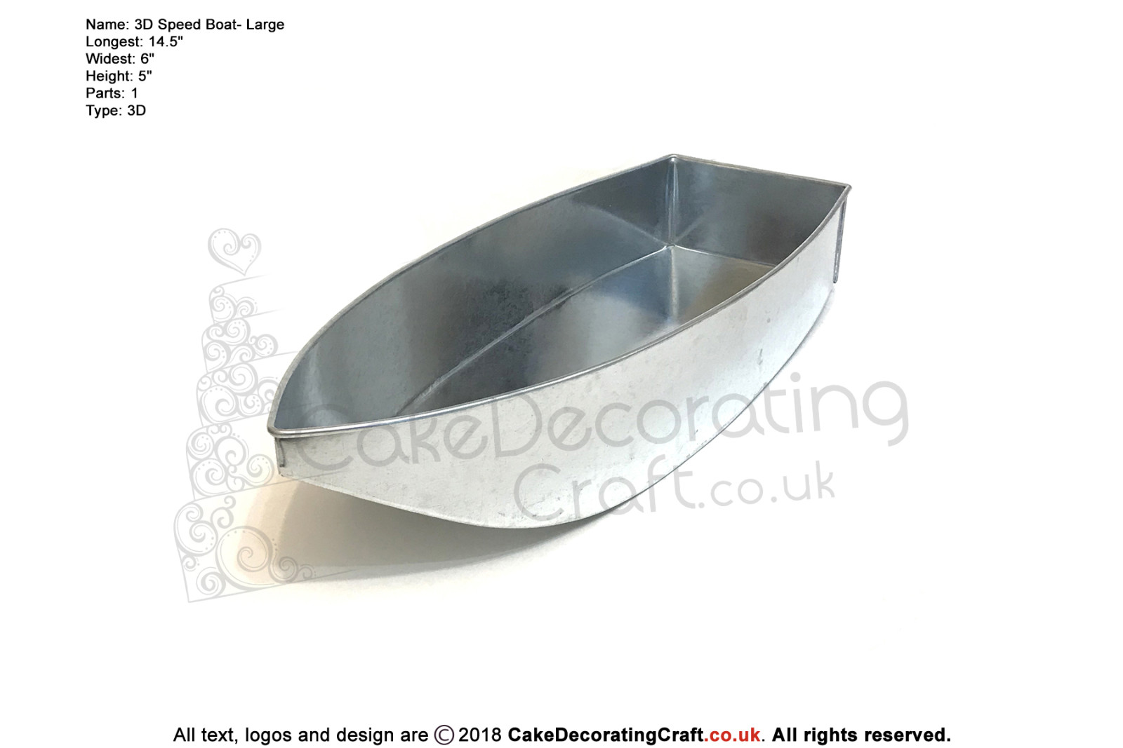 3D Speed Boat Large | Novelty Shape | Cake Baking Tins and Pans | 5" Deep