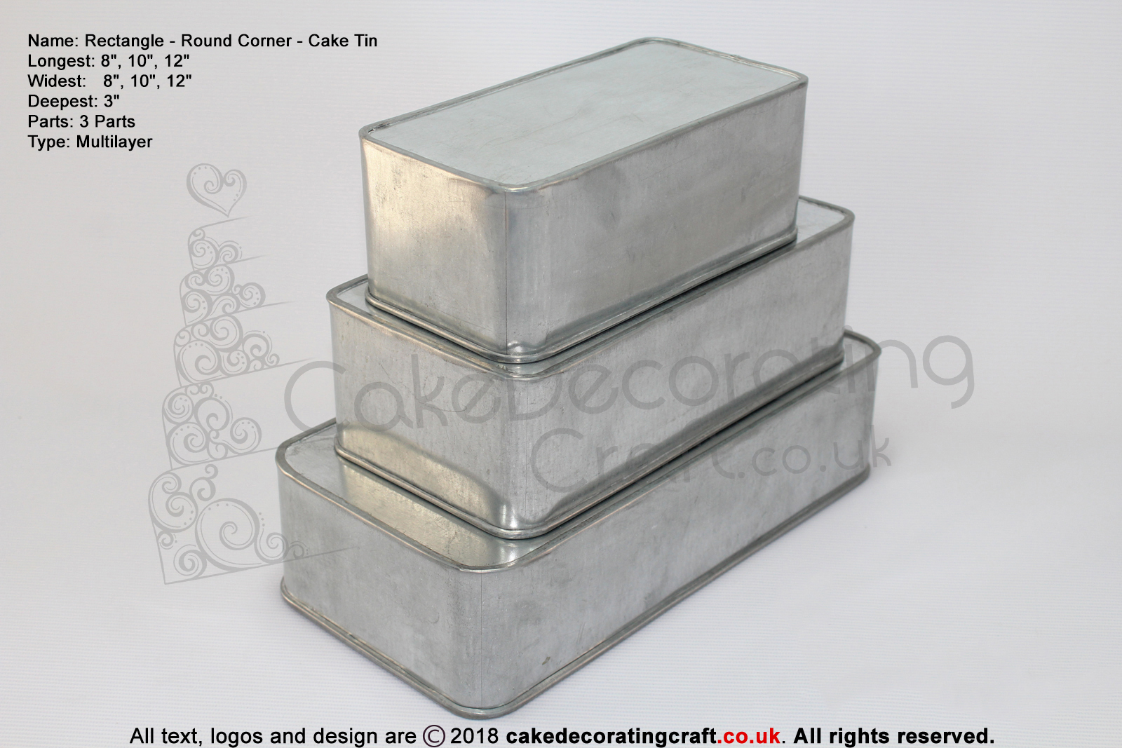 Shoe Box Tin | Cake Baking Tin | Size 8 10 12 " | 3 Tiers 