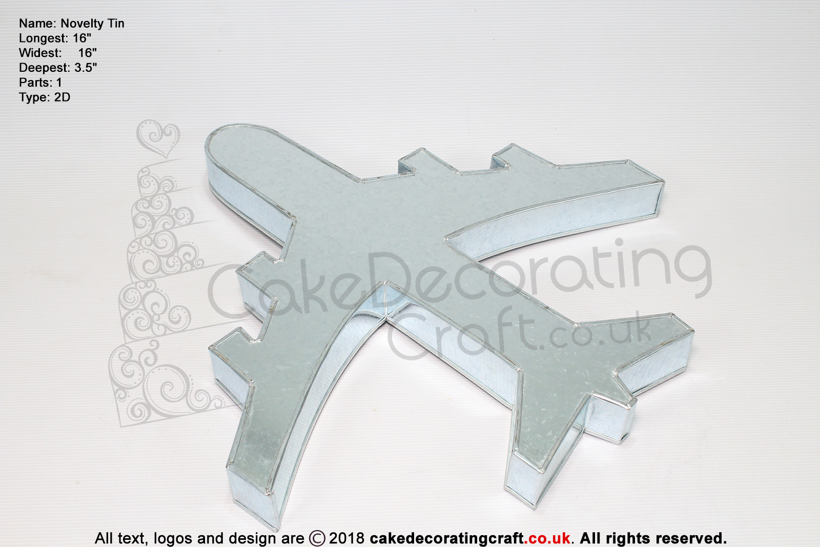 2D Aeroplane | Novelty Shape | Cake Baking Tins and Pans | 3" Deep