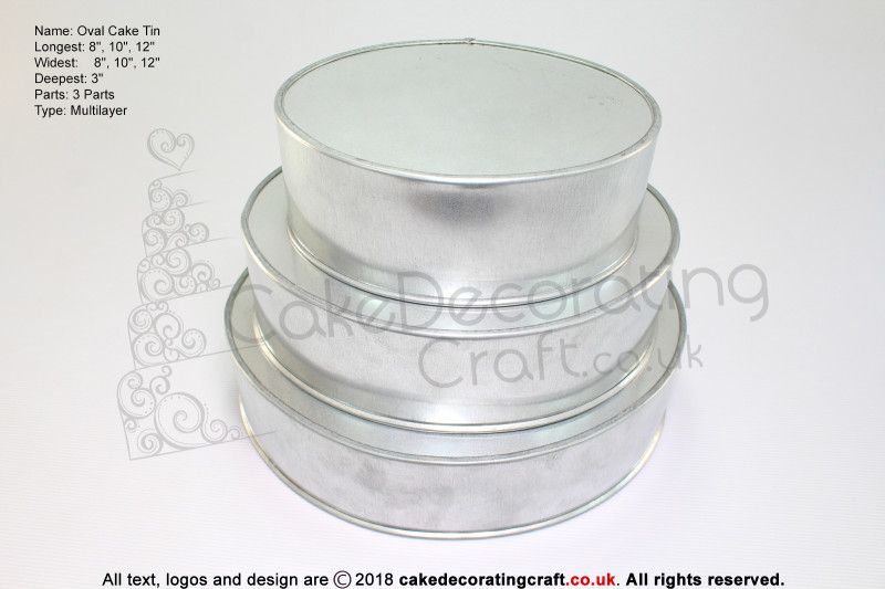 Oval Cake Baking Tin | 3" Deep | Size 8 10 12 " | 3 Tiers | Hand Made