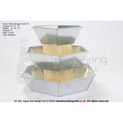 Pillow Hexagon Cake Baking Tin | 3" Deep | Size 8 10 12 " | 3 Tiers | Hand Made