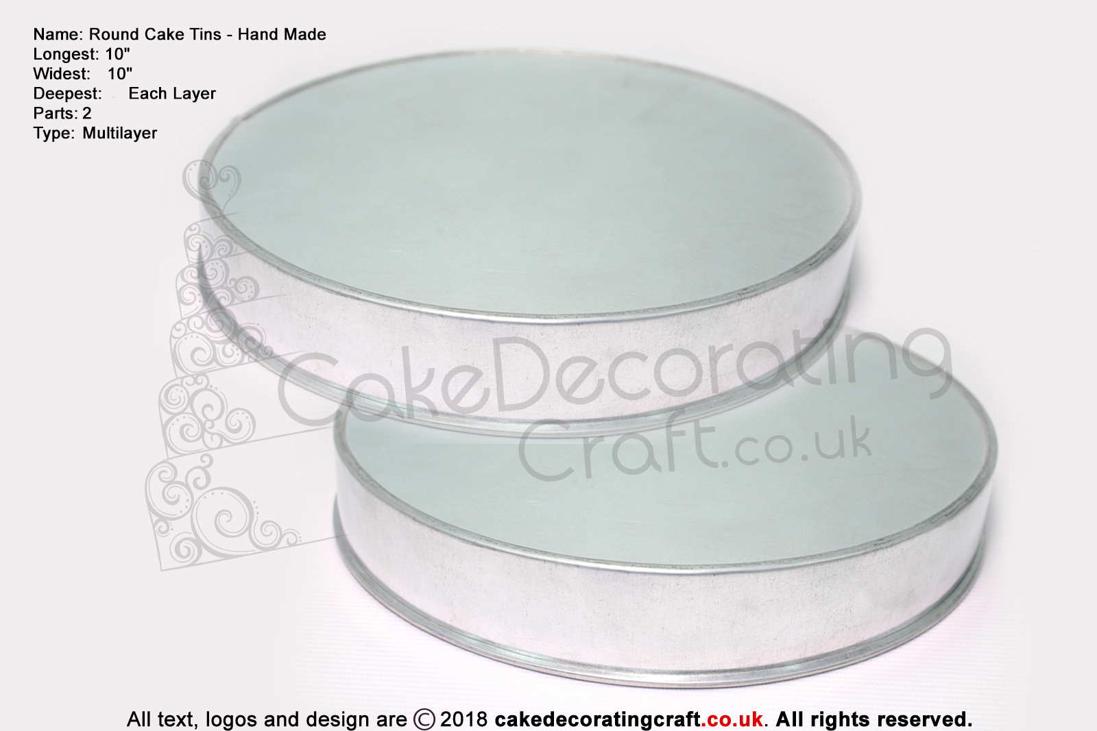 Round Cake Tins | 1.5 Inch Deep | 10 Inch | Hand Made | Rainbow Multi Layer  