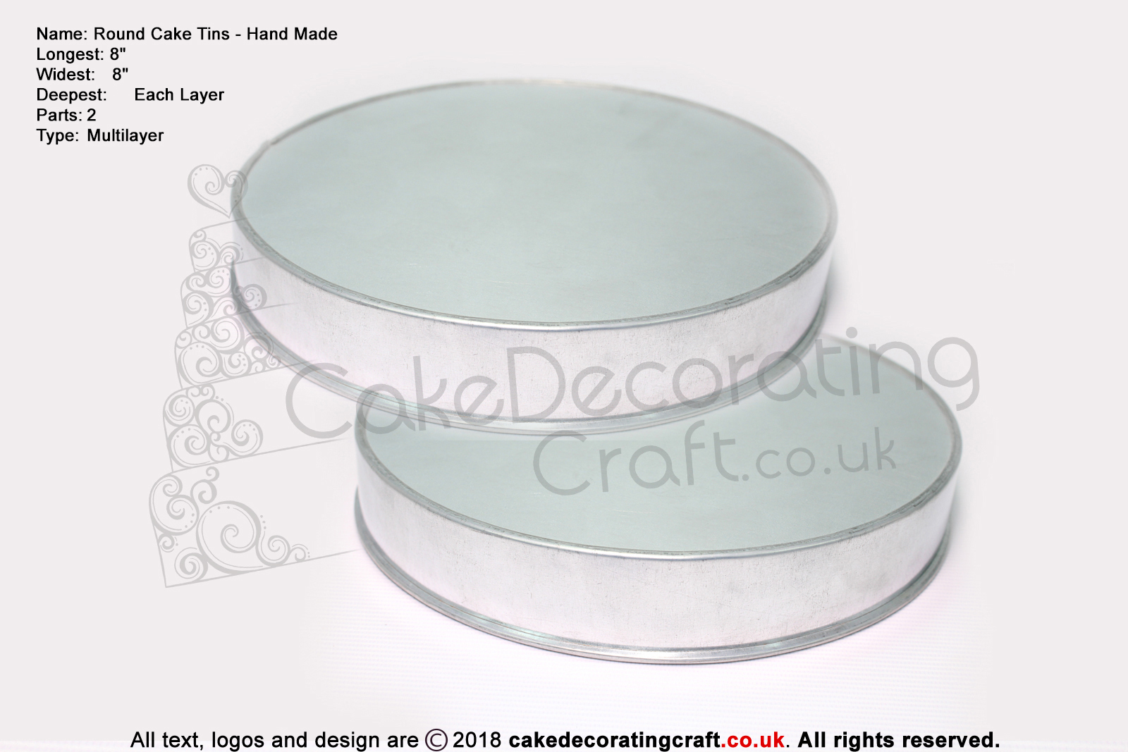 Round Cake Tins | 1.5 Inch Deep | 8 Inch | Hand Made | Rainbow Multi Layer 