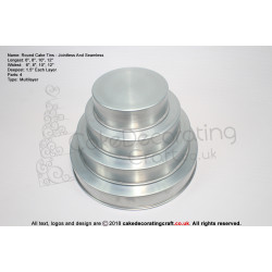 Round Cake Baking Tin | 1.5" Deep | Size 6 8 10 12 " | 4 Tiers | Jointless And Seamless | Rainbow Multi Layer