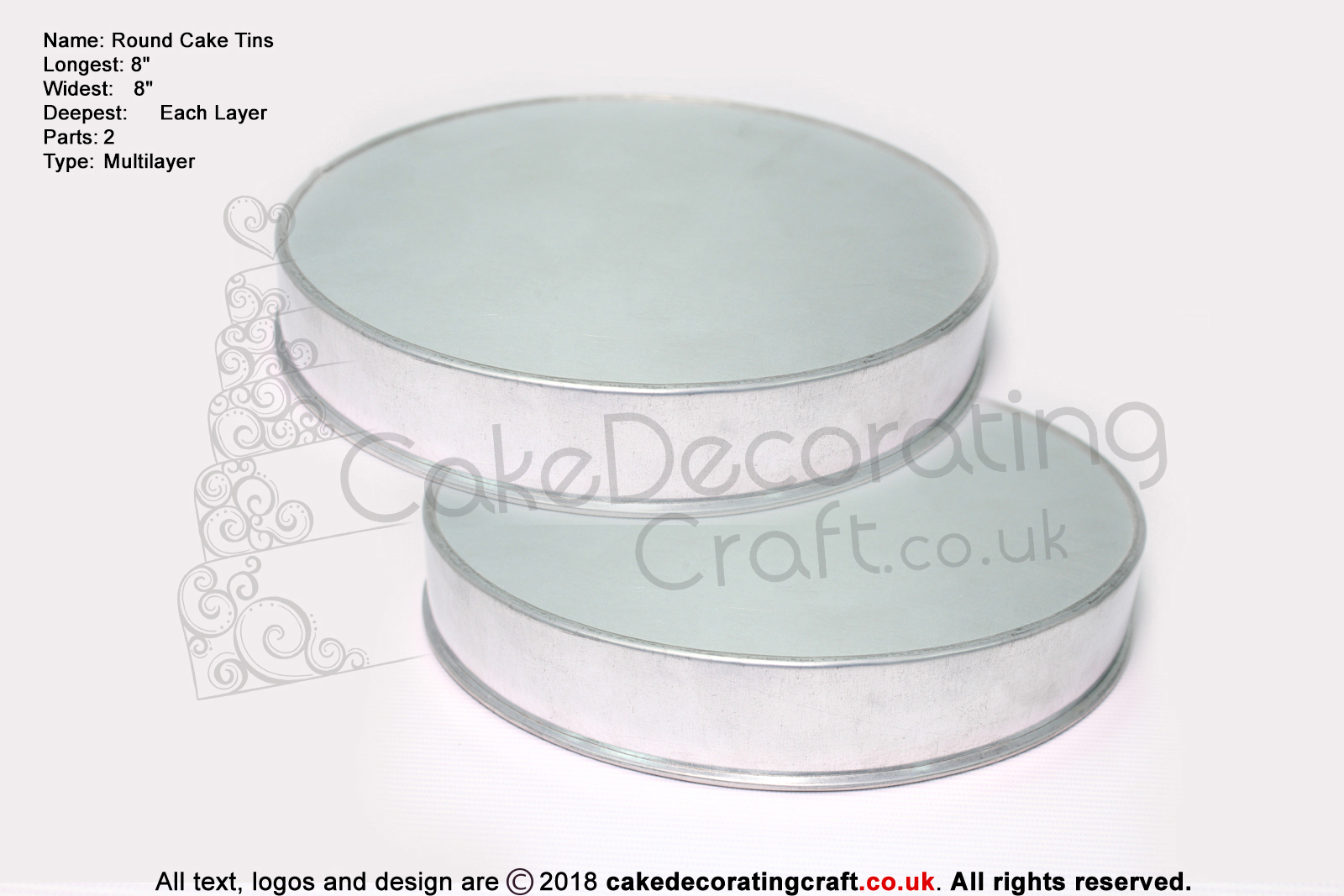 Round Cake Baking Tin | 1.5" Deep | Size 8 " | Jointless And Seamless | Rainbow MultiLayer